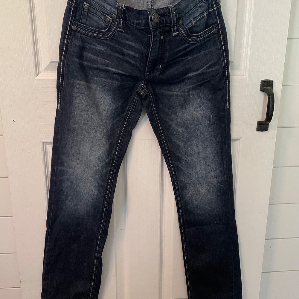 Affliction Mens dark blue jeans straight leg